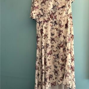 Torrid One Shoulder Butterfly Print Dress - Cream